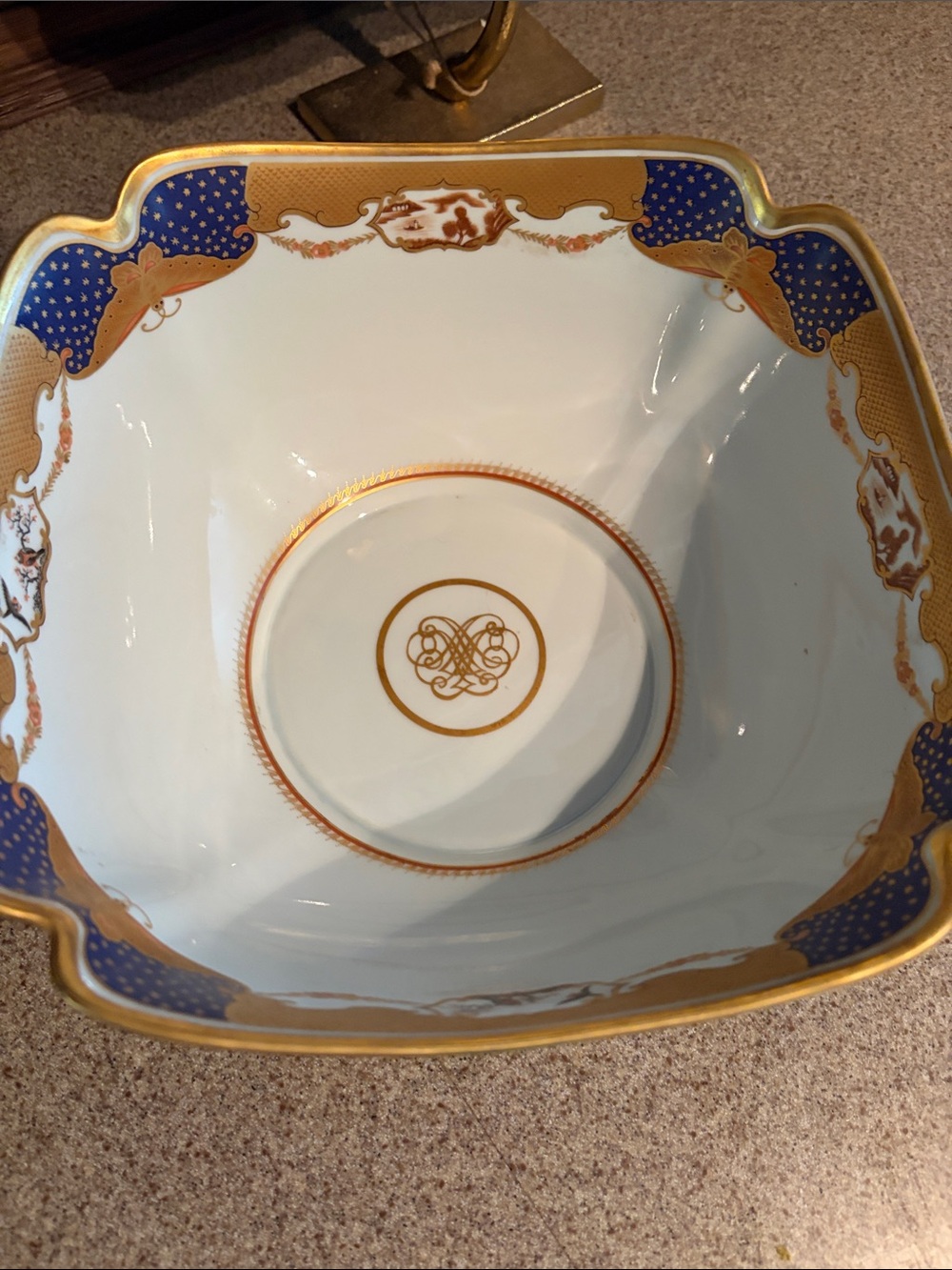 Mottadeheh Vista Alegre Golden Butterfly Nelson Rockefeller Centerpiece Bowl